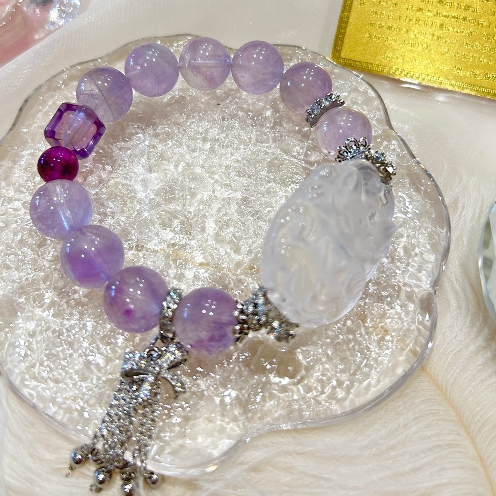 Pure Natural Amethyst Meditation, Relaxation, Stress and Anxiety Lucky Bracelet